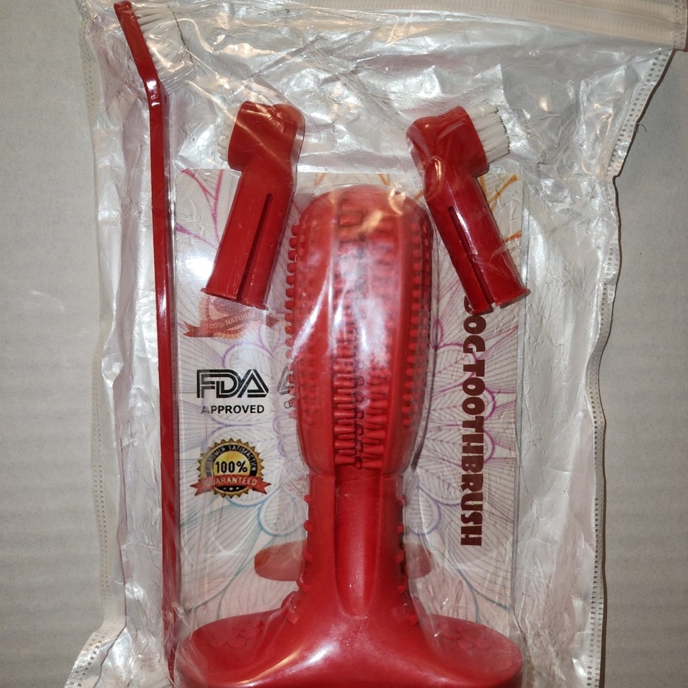 Dog Natural Rubber Pet Toothbrush Toy Canine Teeth Cleaning Dental Care Kit 4 Ps